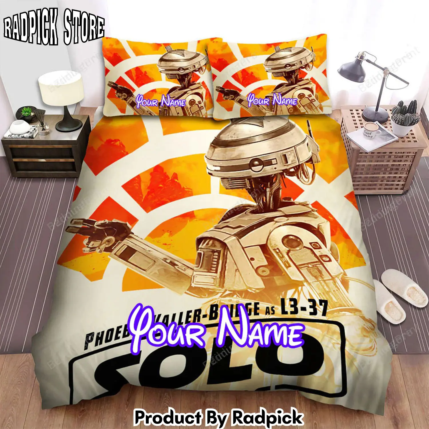 Radpick solo a star wars story phoene waller bridge as l337 movie poster bed sheets duvet cover personalized name bedding sets rp3272203